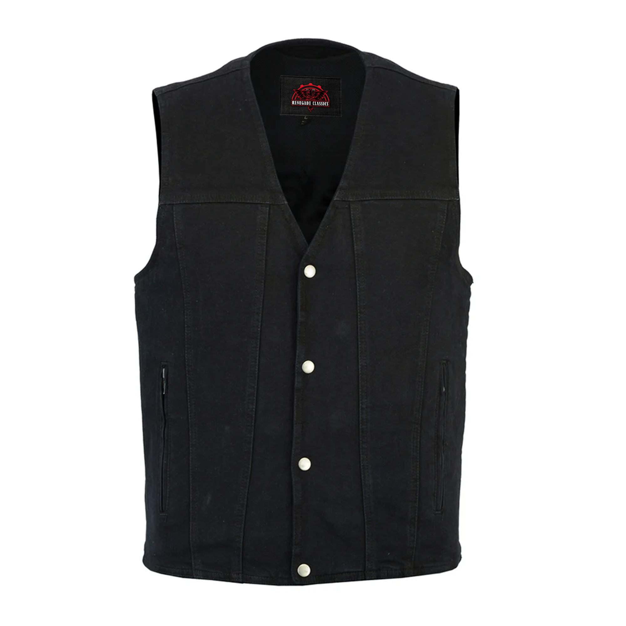Black Shield Men's Black Denim Motorcycle Vest