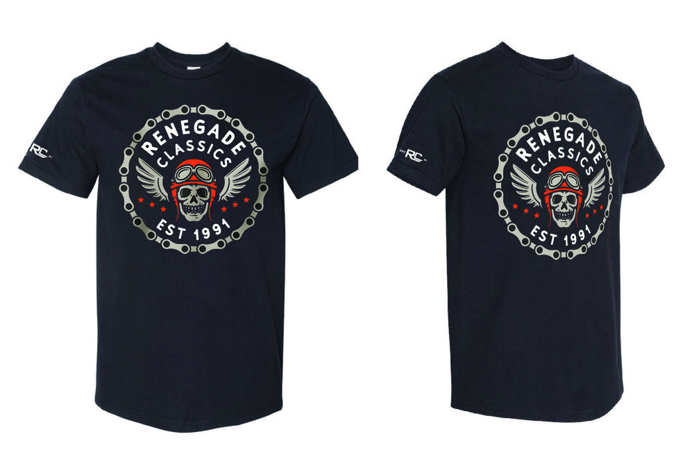 RC Chain Skull Graphic Mens Motorcycle T Shirt Men's Shirts Renegade Classics