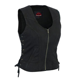 Shadow weave Black womens denim vest