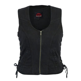 Shadow weave Black womens denim vest