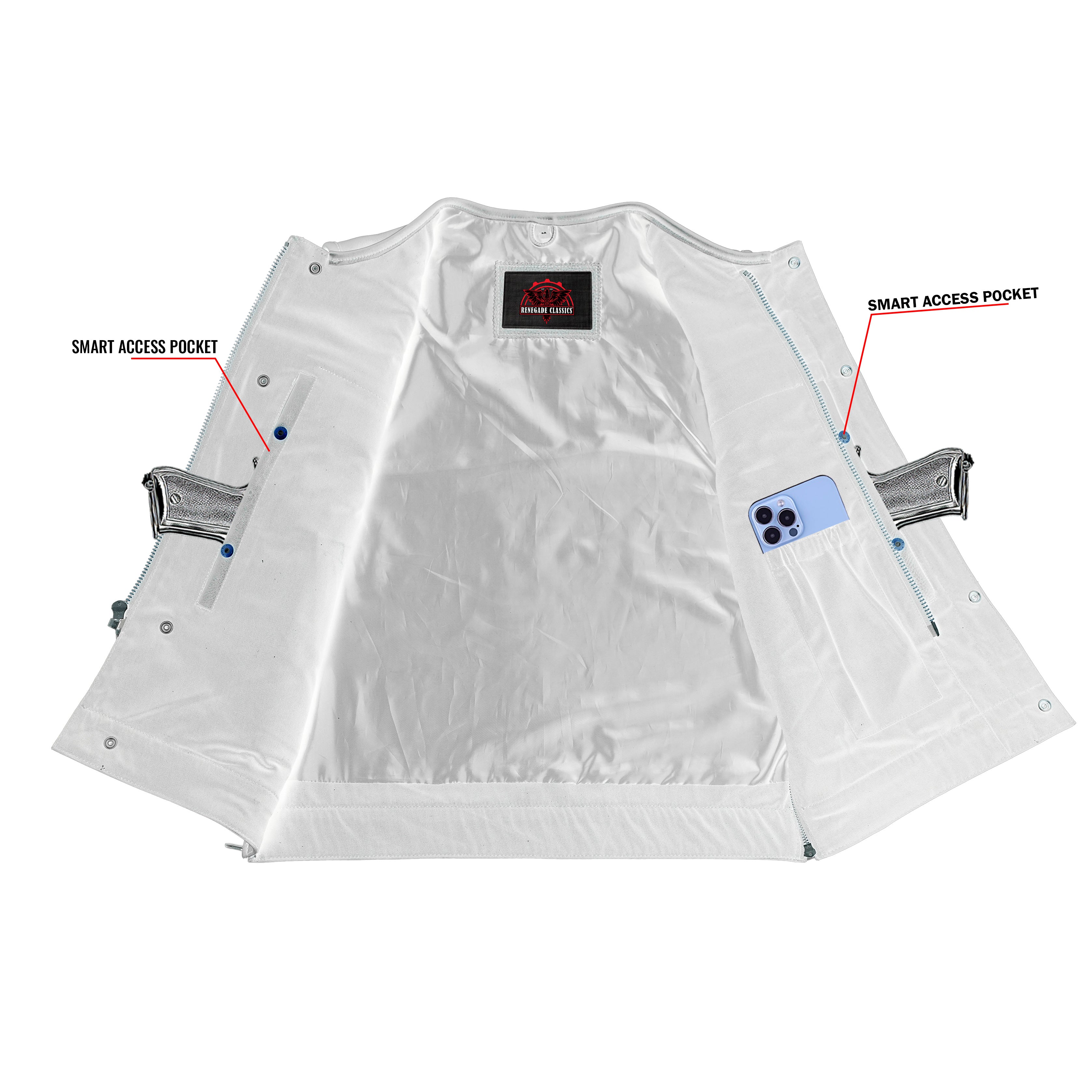 UpStyle Men's Black Leather Motorcycle Vest