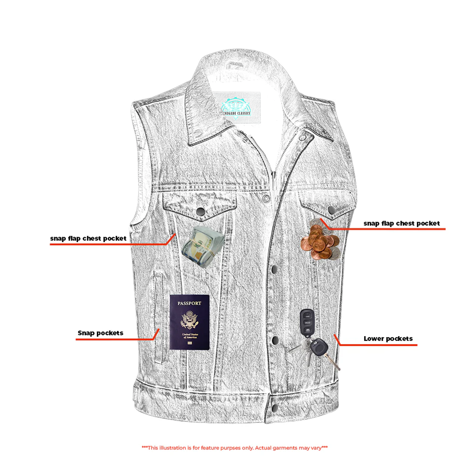 Thunder jack Blue Men's  denim motorcycle vest