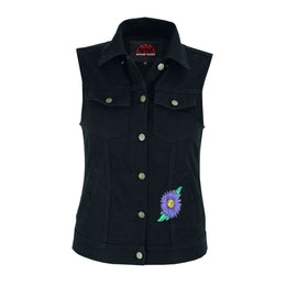 Purple Daisy womens denim vest