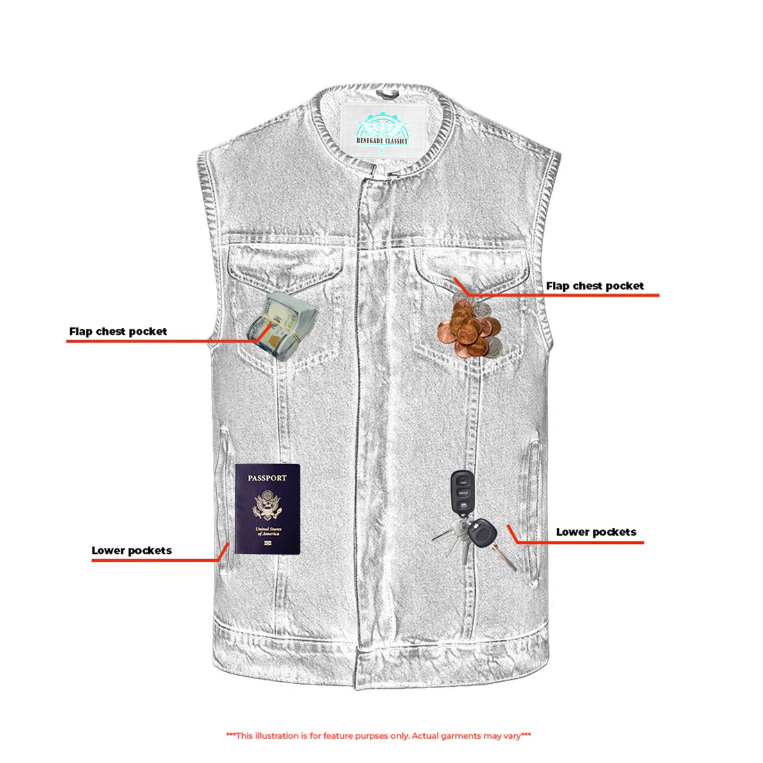 Storm hold Mens Blue Denim Motorcycle Vest