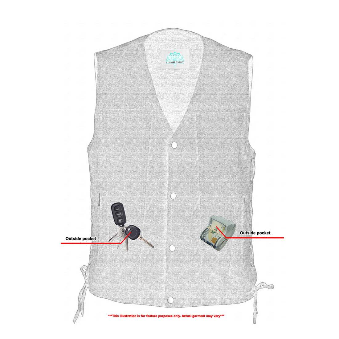 Outrider Men's Classic Black Denim Motorcycle  Vest