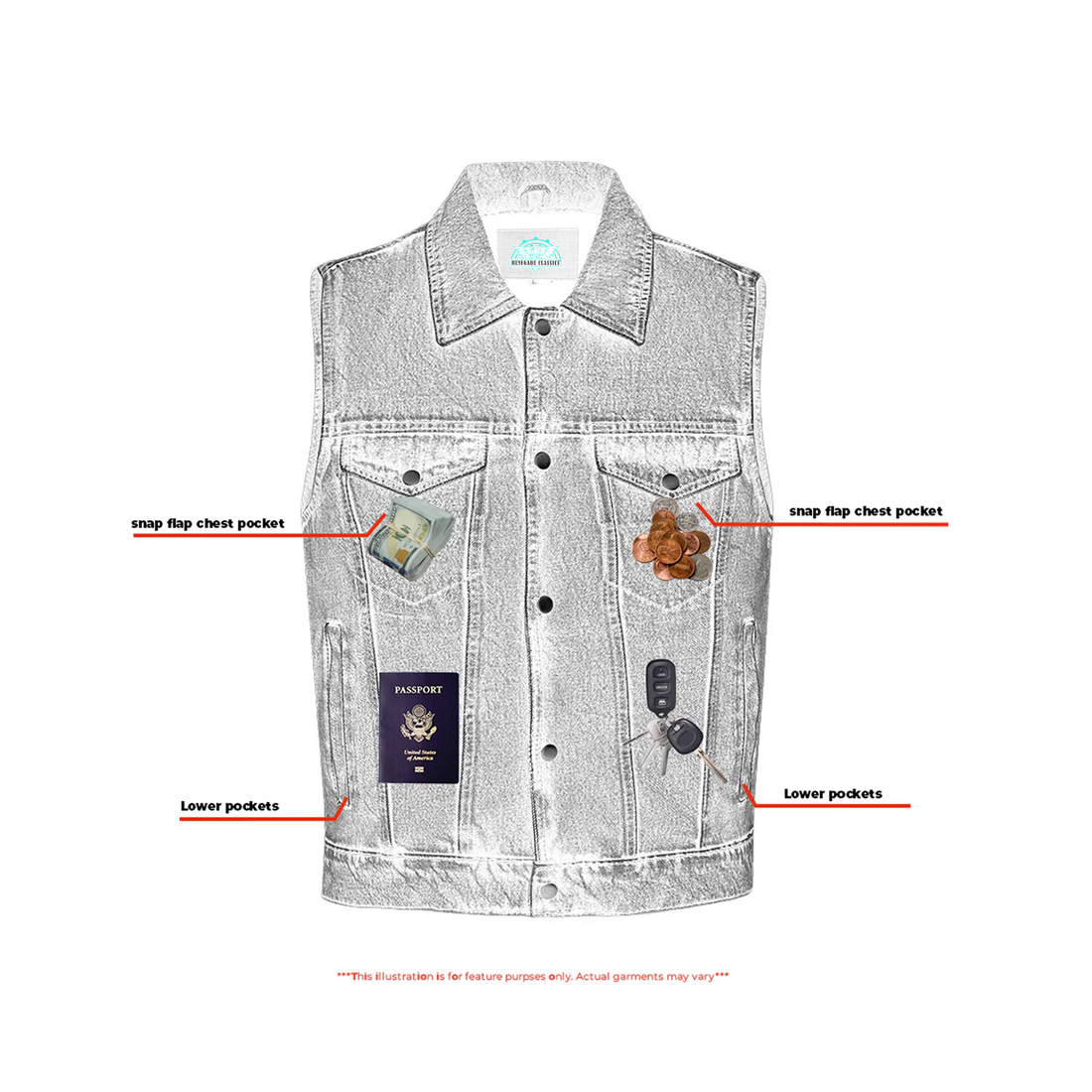 Blackguard  Men's  Blue Denim Motorcycle Vest