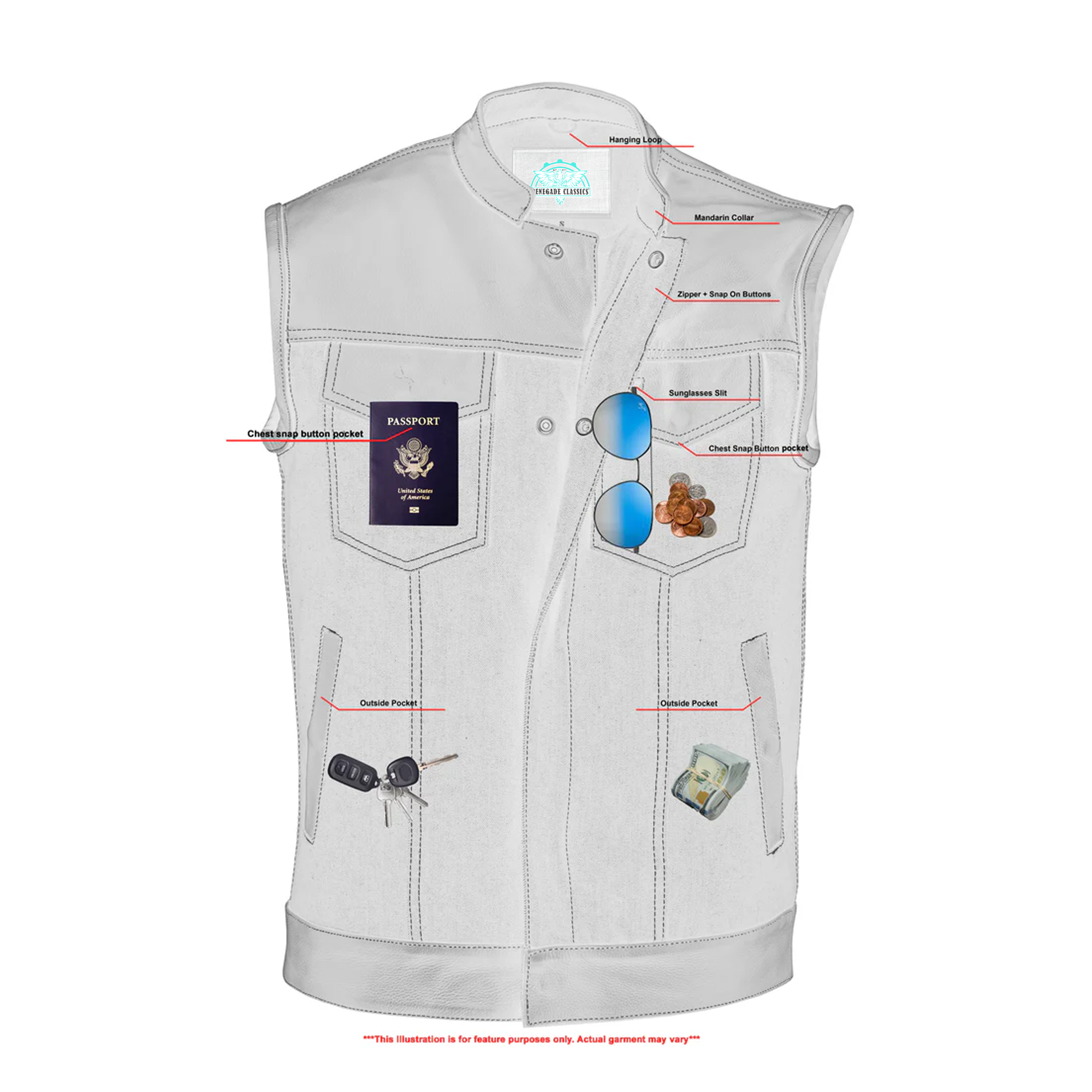 Stormskin Men's Leather-Denim Combo Motorcycle Vest