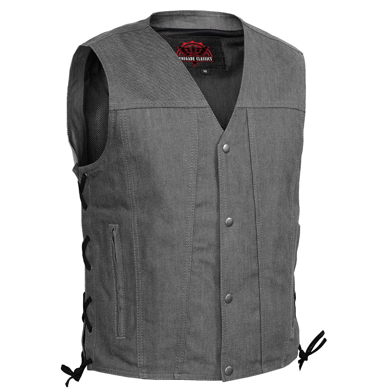 Stormcraft Men's Gray Denim Motorcycle Vest