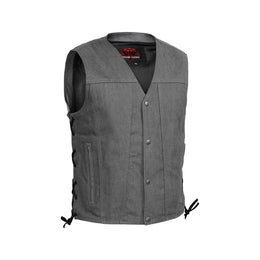 Stormcraft Men's Gray Denim Motorcycle Vest