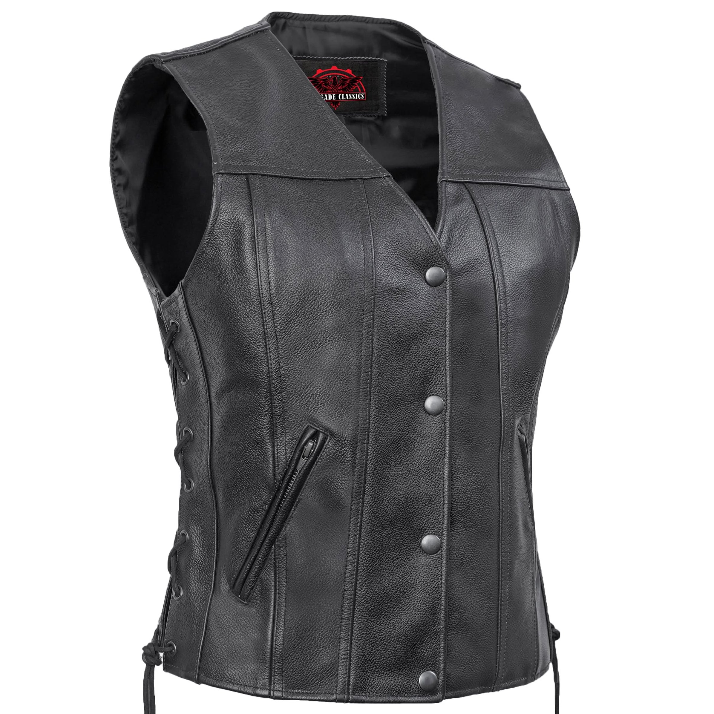 Delure Women's leather motorcycle vest