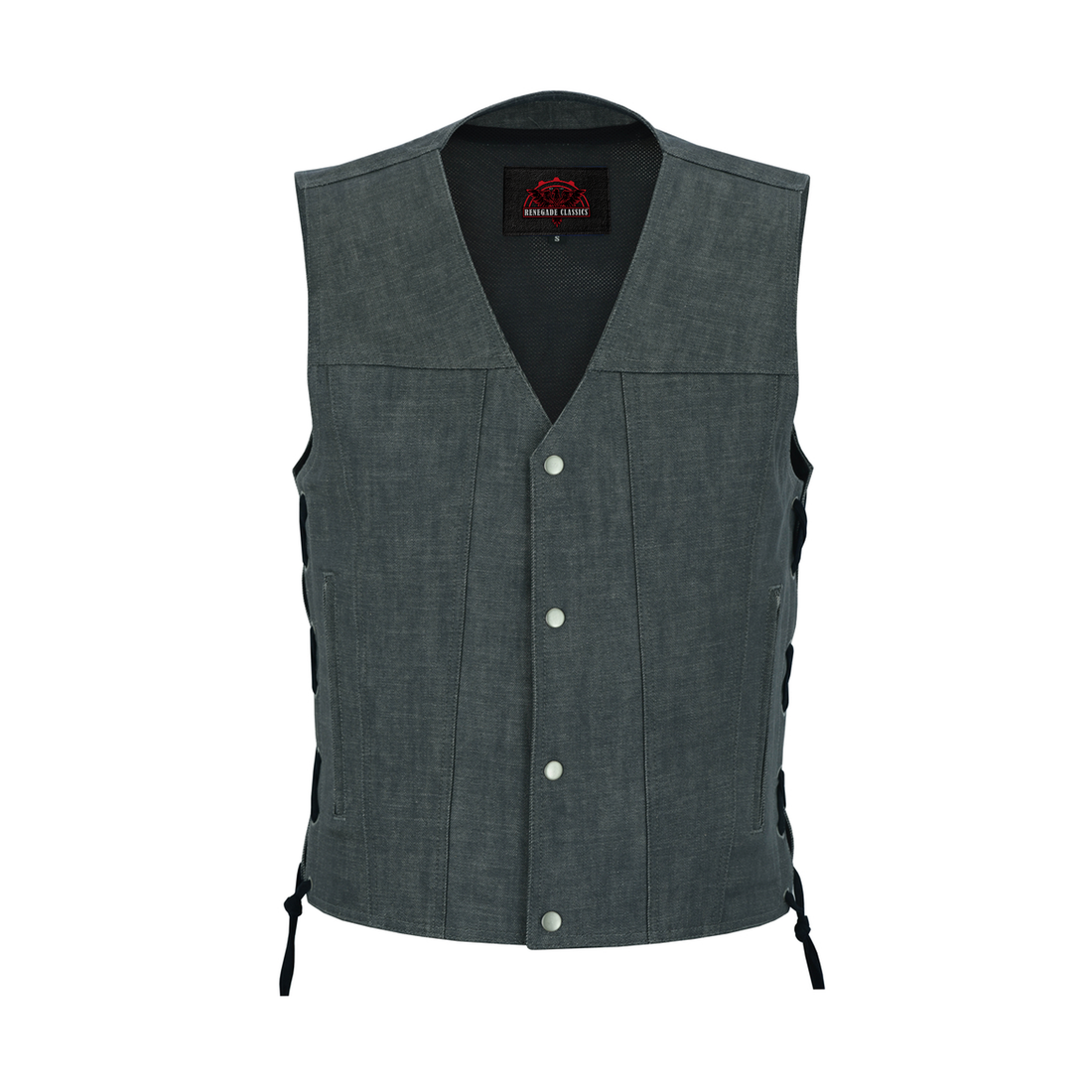 Stormcraft Men's Gray Denim Motorcycle Vest