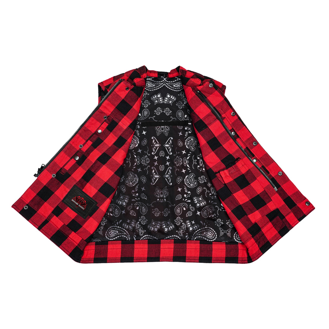 Scarlet Fury Black and Red Flannel Textile Vest