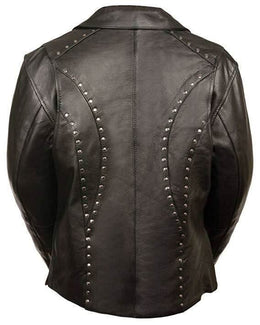 Milwaukee Leather ML1948 Women's Classic Riveted Motorcycle Black Leather Jacket