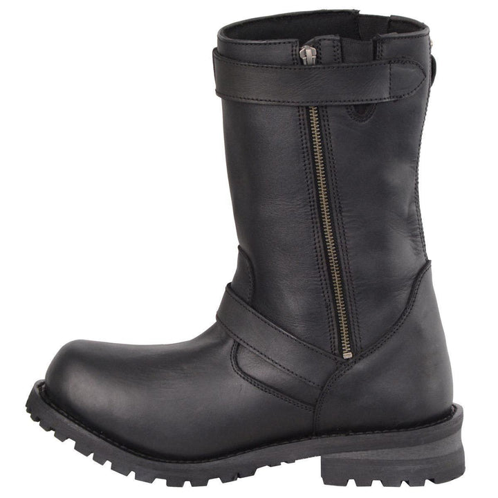 Milwaukee Leather Men's Black Leather Wide-Width 11-Inch Classic Engineer Motorcycle Boots MBM9020W