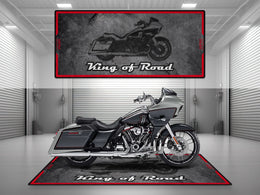 Motorcycle Mat Asphalt Design for Cruiser Motorcycle "King of Road" - MM7268