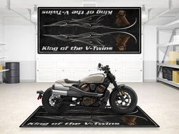 Designed Pit Mat for Cruiser Motorcycle "King of the V-Twins" - MM732