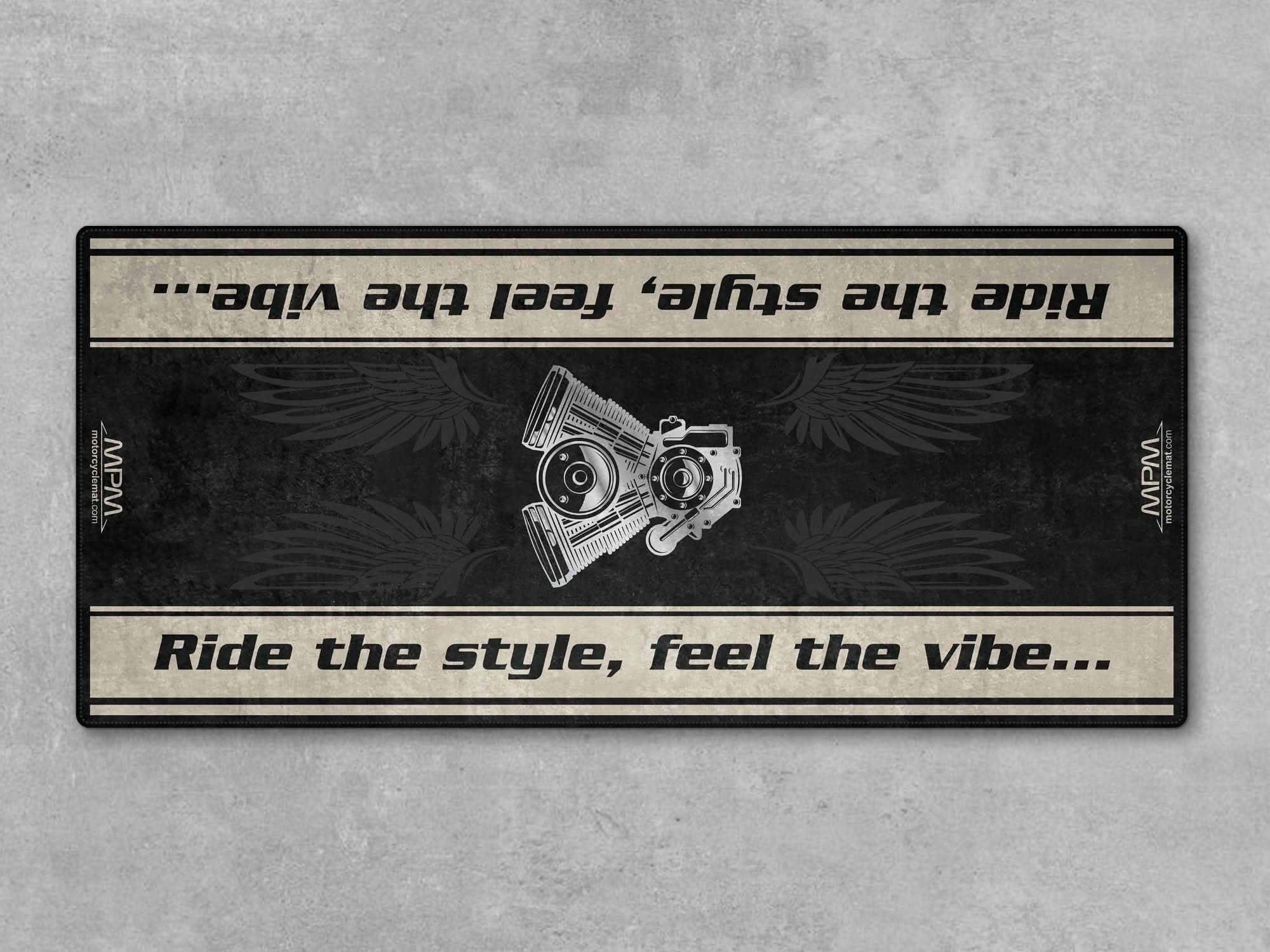 Motorcycle Mat for Cruiser Motorcycle "Ride The Style, Feel The Vibe" - MM736
