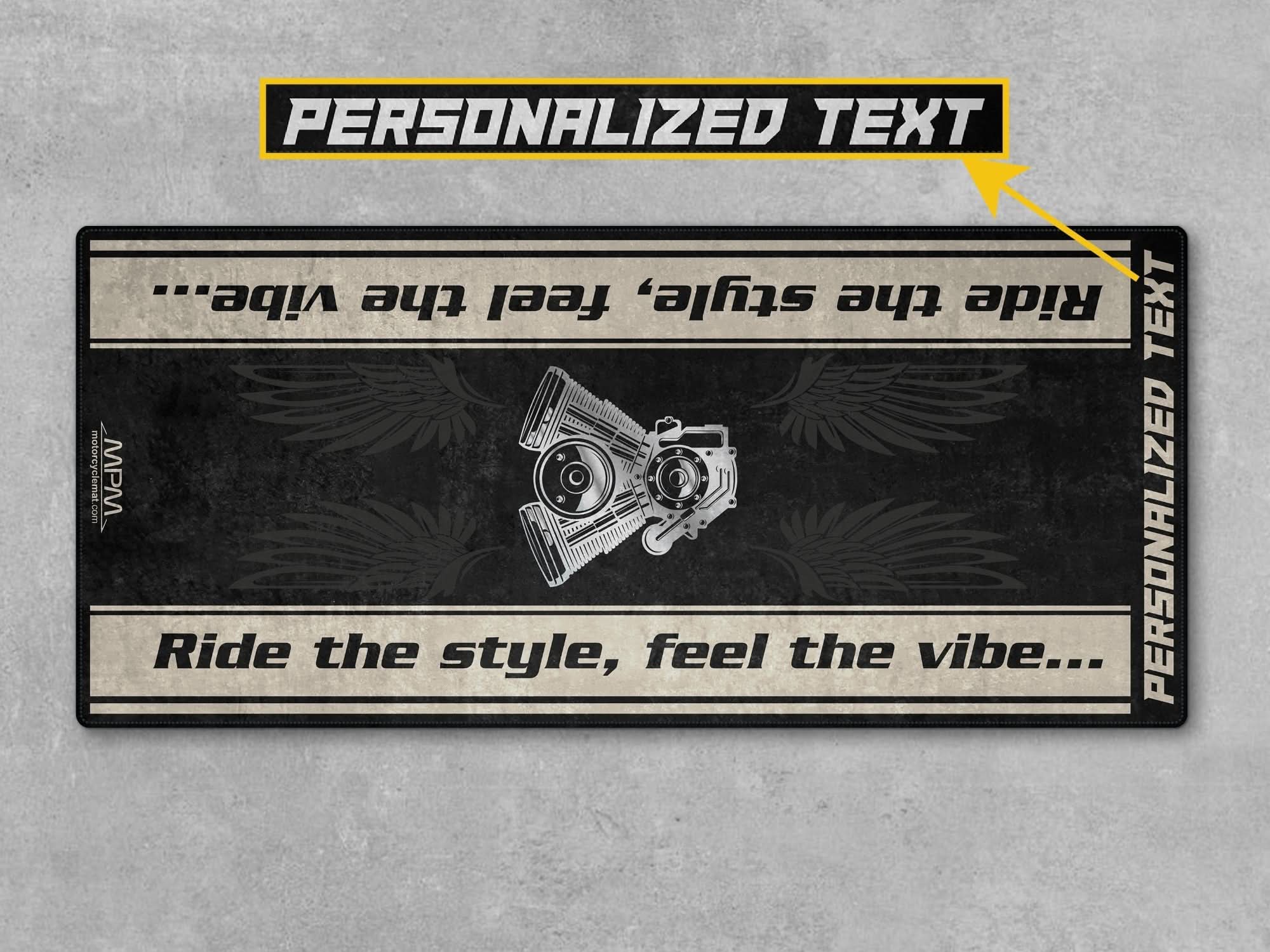 Motorcycle Mat for Cruiser Motorcycle "Ride The Style, Feel The Vibe" - MM736