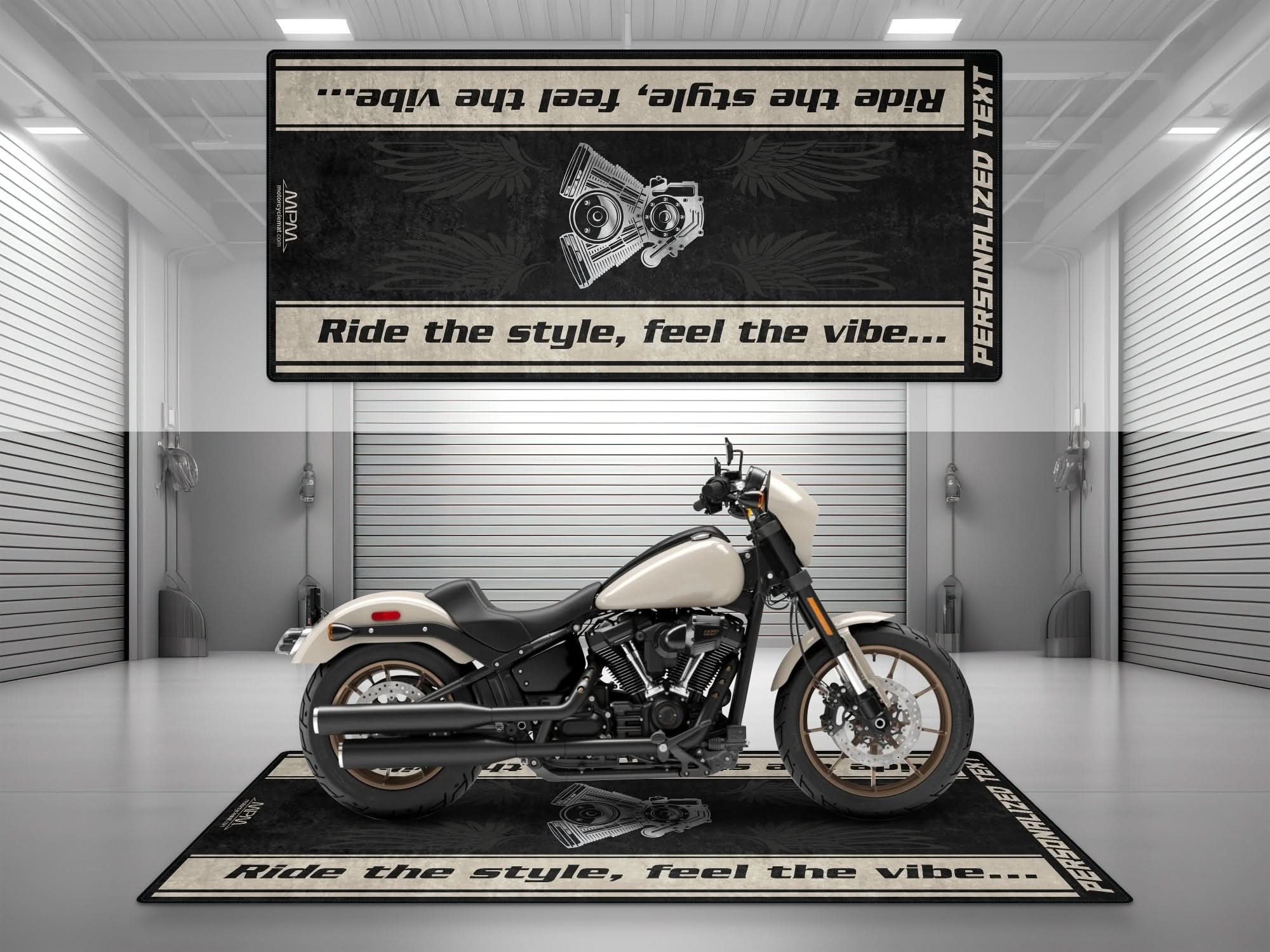 Motorcycle Mat for Cruiser Motorcycle "Ride The Style, Feel The Vibe" - MM736