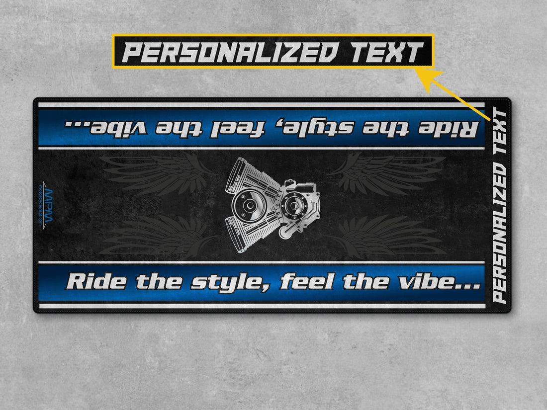 Motorcycle Mat for Cruiser Motorcycle "Ride The Style, Feel The Vibe" - MM737