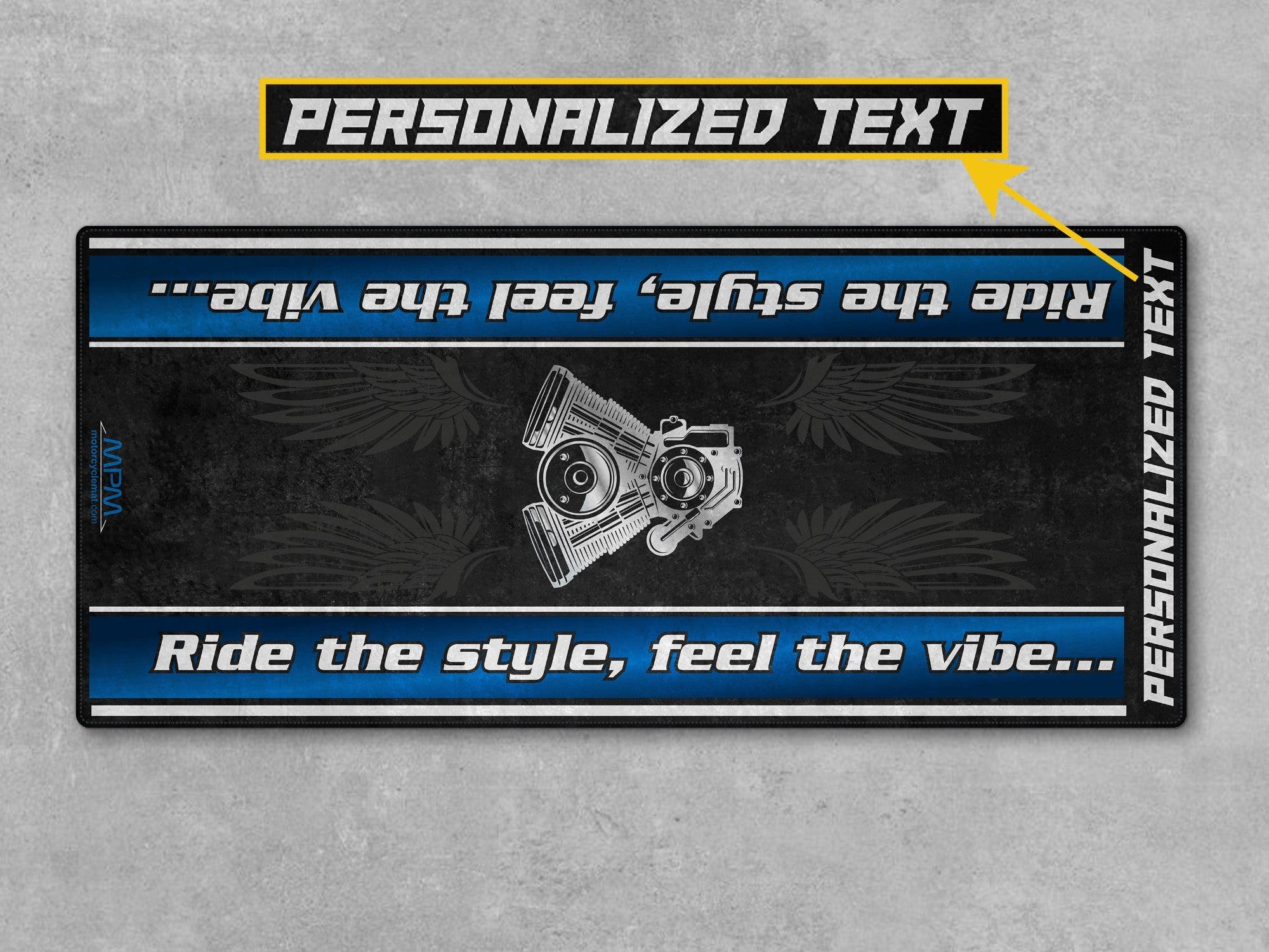 Motorcycle Mat for Cruiser Motorcycle "Ride The Style, Feel The Vibe" - MM737