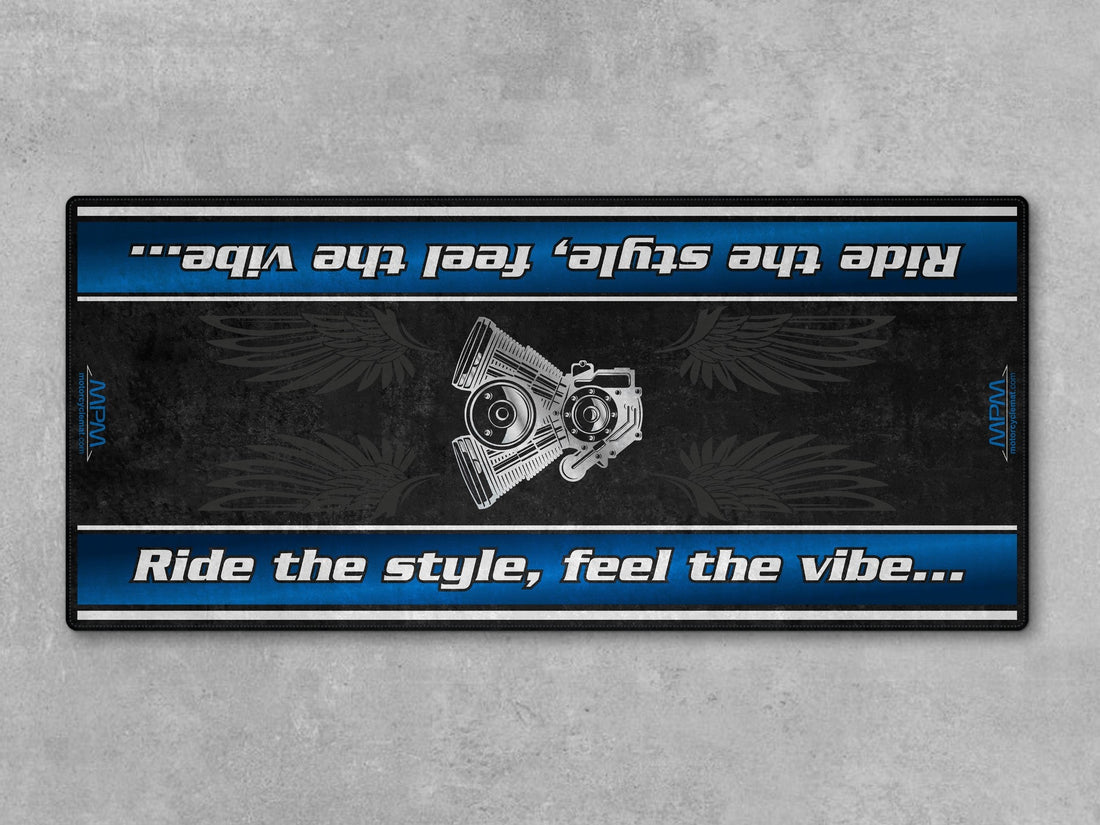 Motorcycle Mat for Cruiser Motorcycle "Ride The Style, Feel The Vibe" - MM737