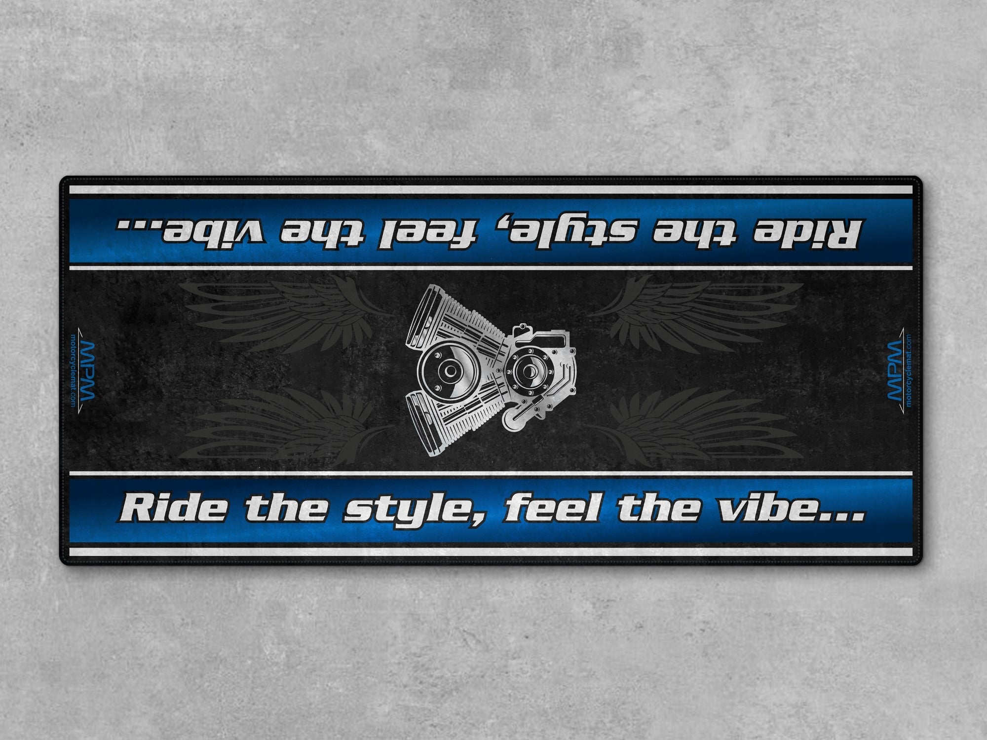 Motorcycle Mat for Cruiser Motorcycle "Ride The Style, Feel The Vibe" - MM737