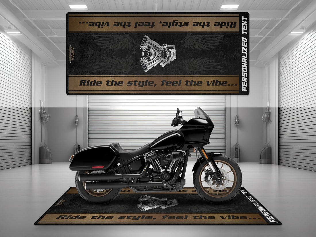 Motorcycle Mat for Cruiser Motorcycle "Ride The Style, Feel The Vibe" - MM737