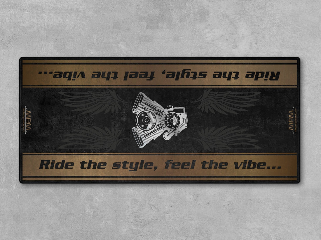 Motorcycle Mat for Cruiser Motorcycle "Ride The Style, Feel The Vibe" - MM737