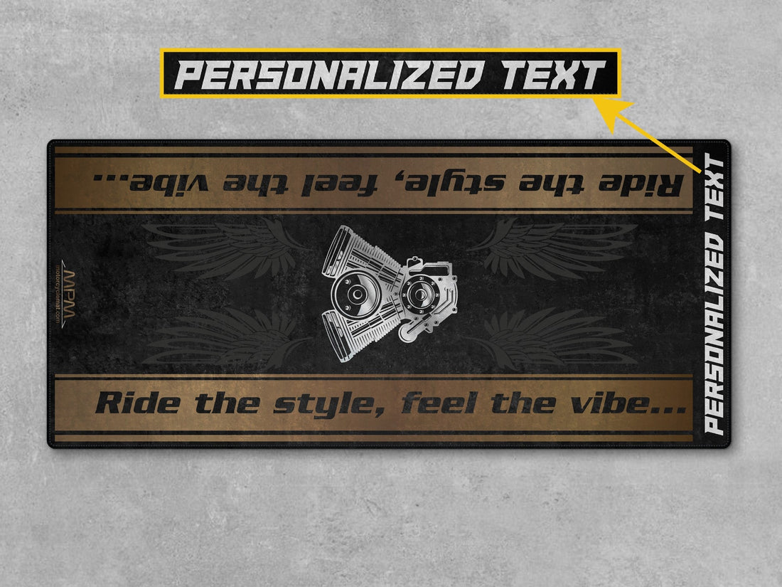Motorcycle Mat for Cruiser Motorcycle "Ride The Style, Feel The Vibe" - MM737