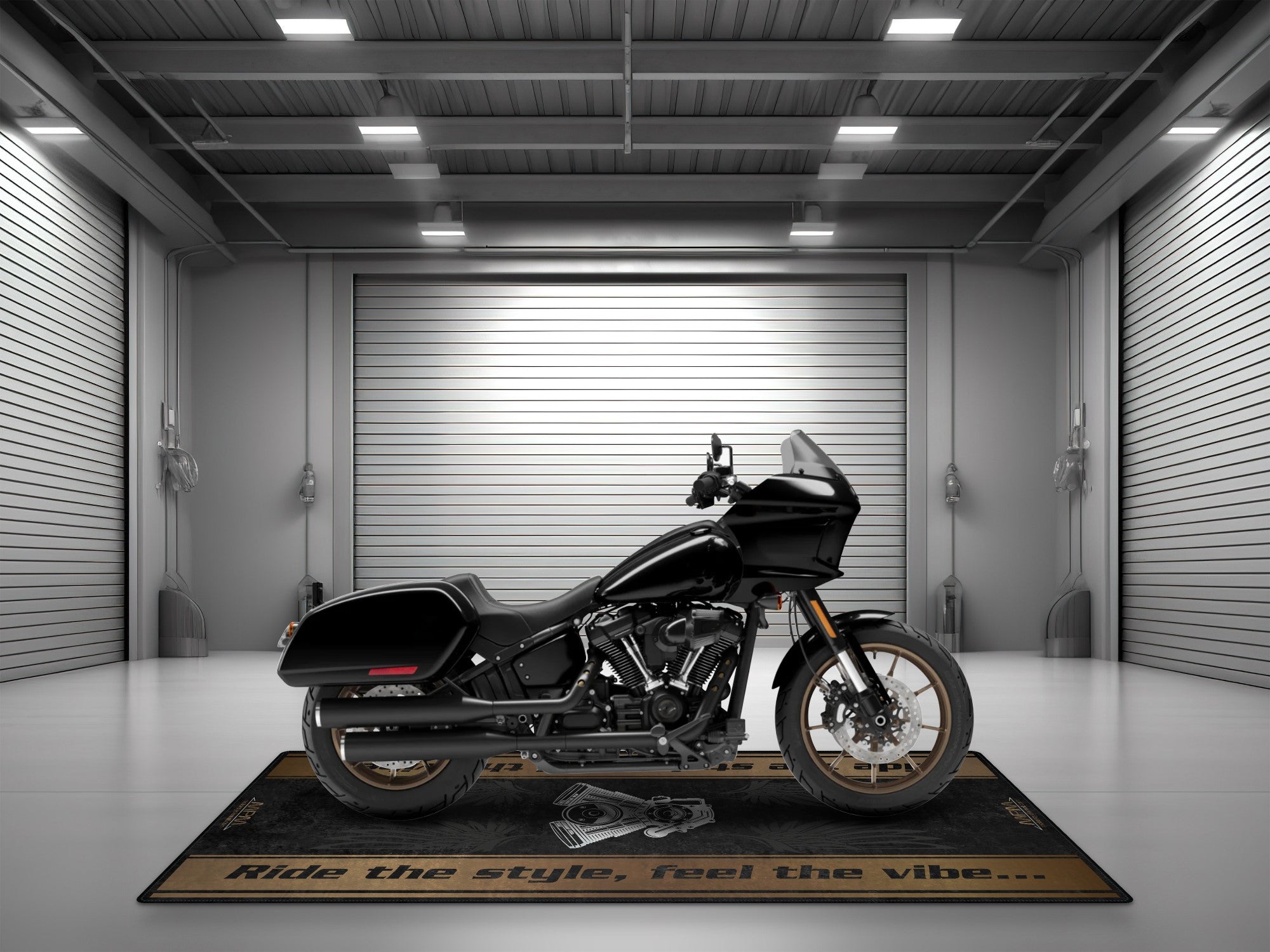 Motorcycle Mat for Cruiser Motorcycle "Ride The Style, Feel The Vibe" - MM737