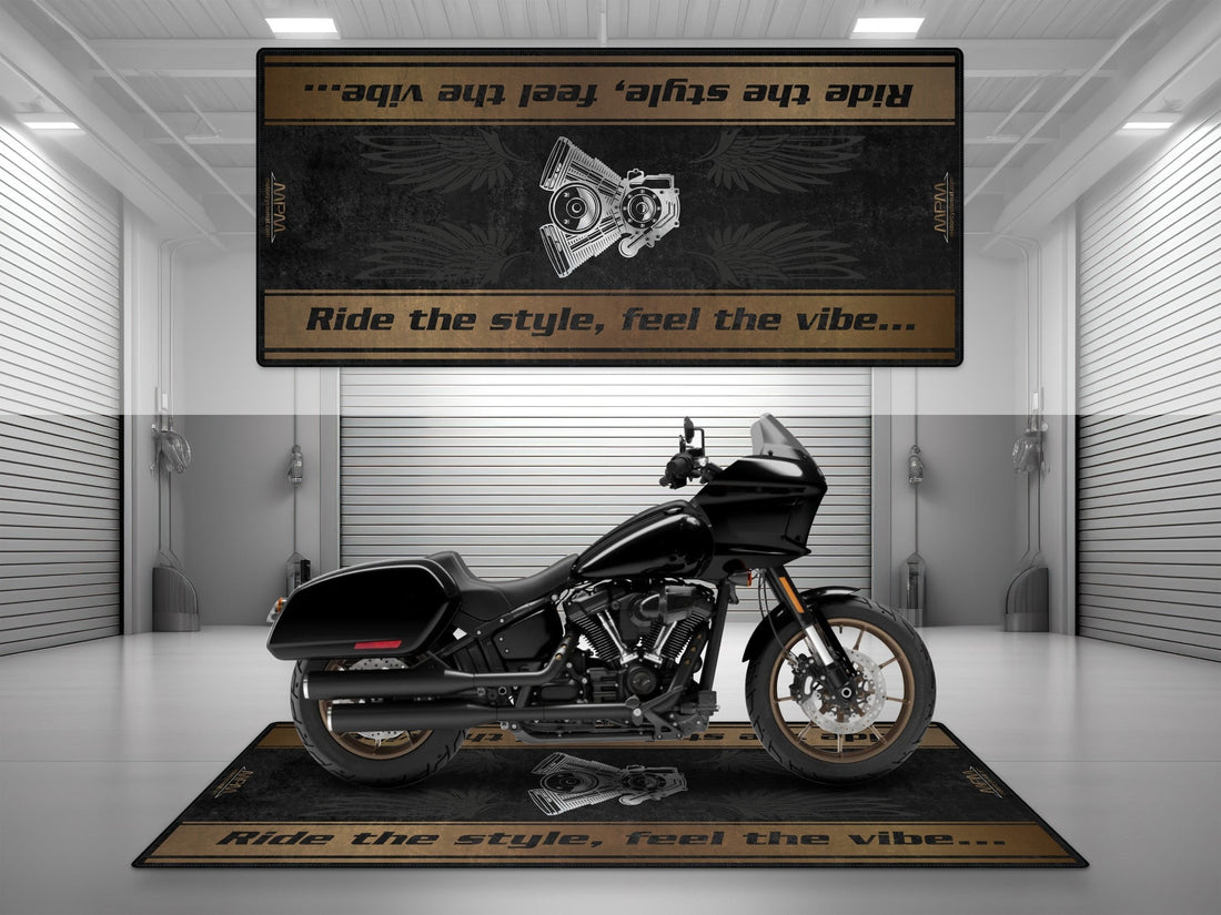 Motorcycle Mat for Cruiser Motorcycle "Ride The Style, Feel The Vibe" - MM737