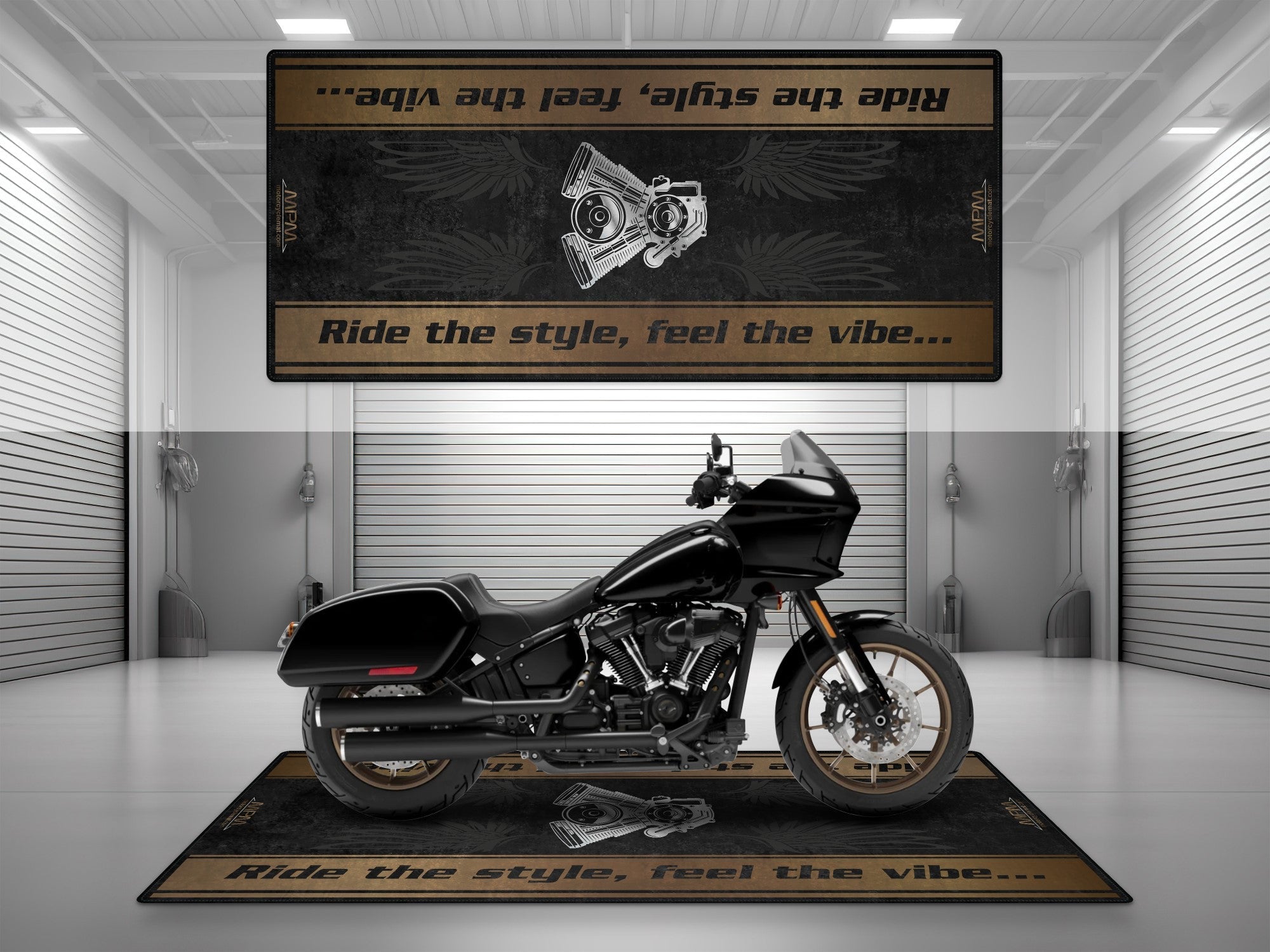 Motorcycle Mat for Cruiser Motorcycle "Ride The Style, Feel The Vibe" - MM737