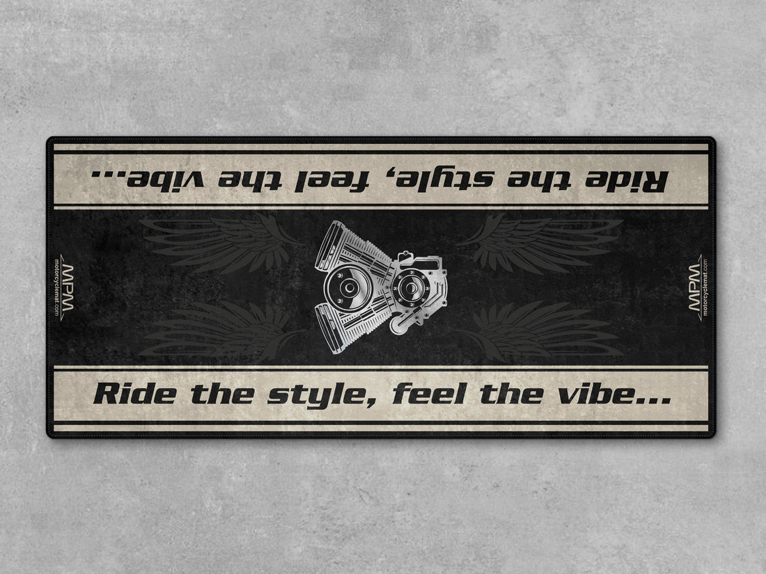 Motorcycle Mat for Cruiser Motorcycle "Ride The Style, Feel The Vibe" - MM737