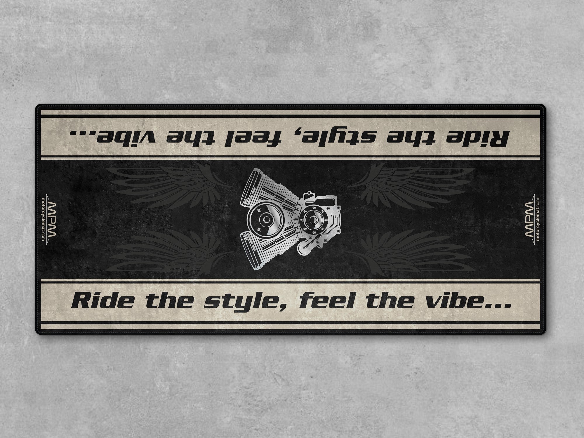 Motorcycle Mat for Cruiser Motorcycle "Ride The Style, Feel The Vibe" - MM737