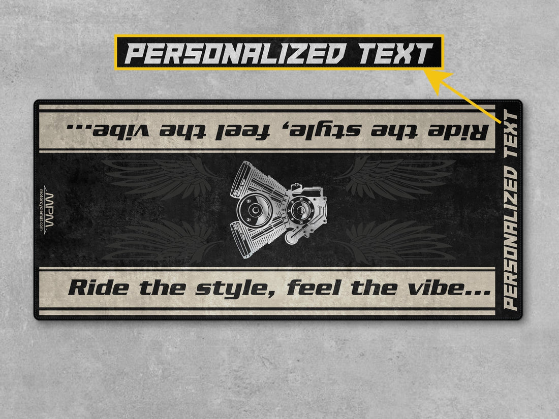 Motorcycle Mat for Cruiser Motorcycle "Ride The Style, Feel The Vibe" - MM737