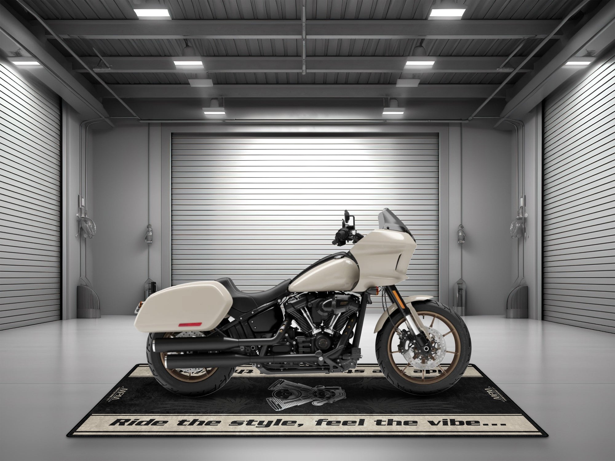 Motorcycle Mat for Cruiser Motorcycle "Ride The Style, Feel The Vibe" - MM737