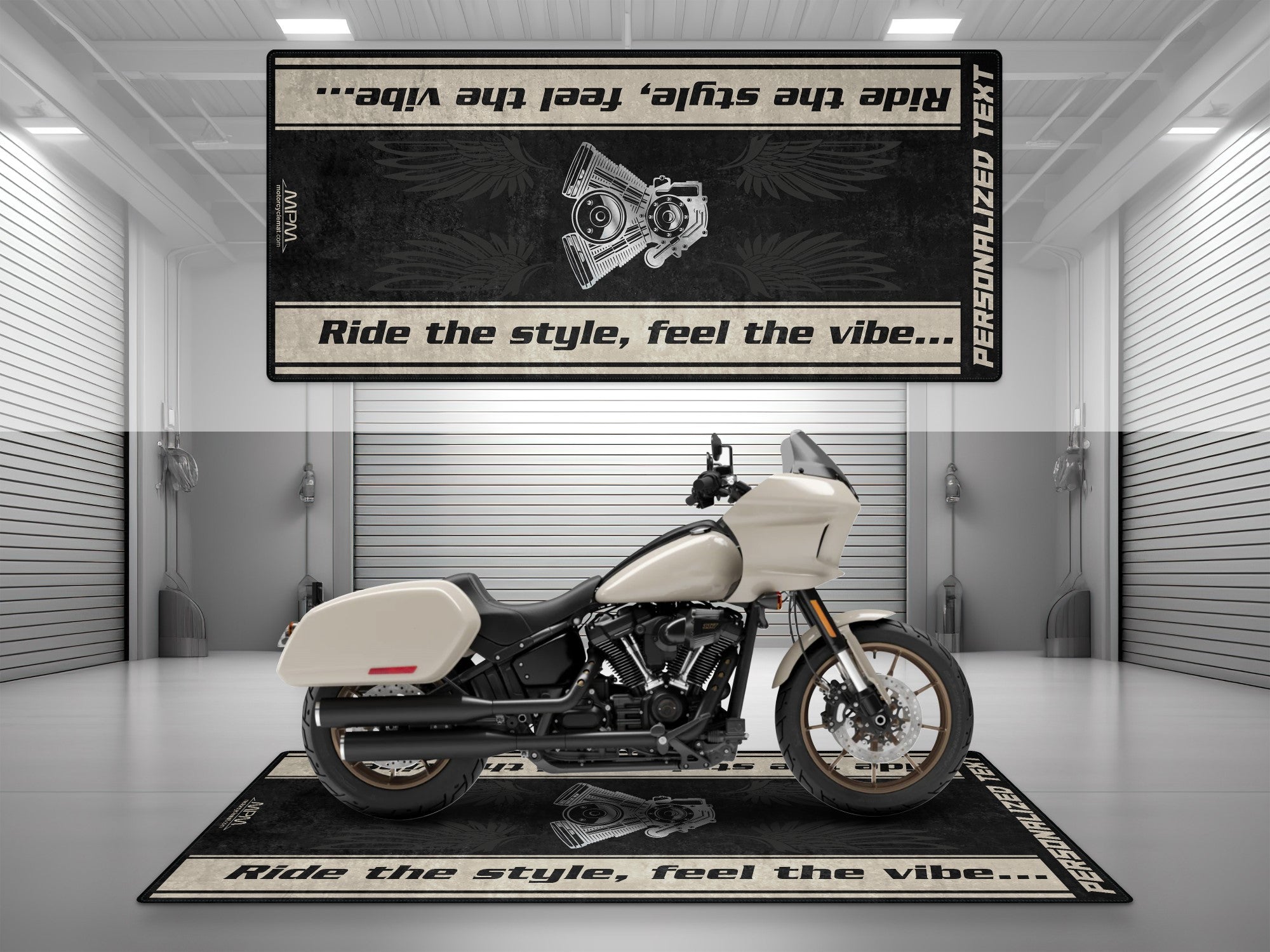 Motorcycle Mat for Cruiser Motorcycle "Ride The Style, Feel The Vibe" - MM737