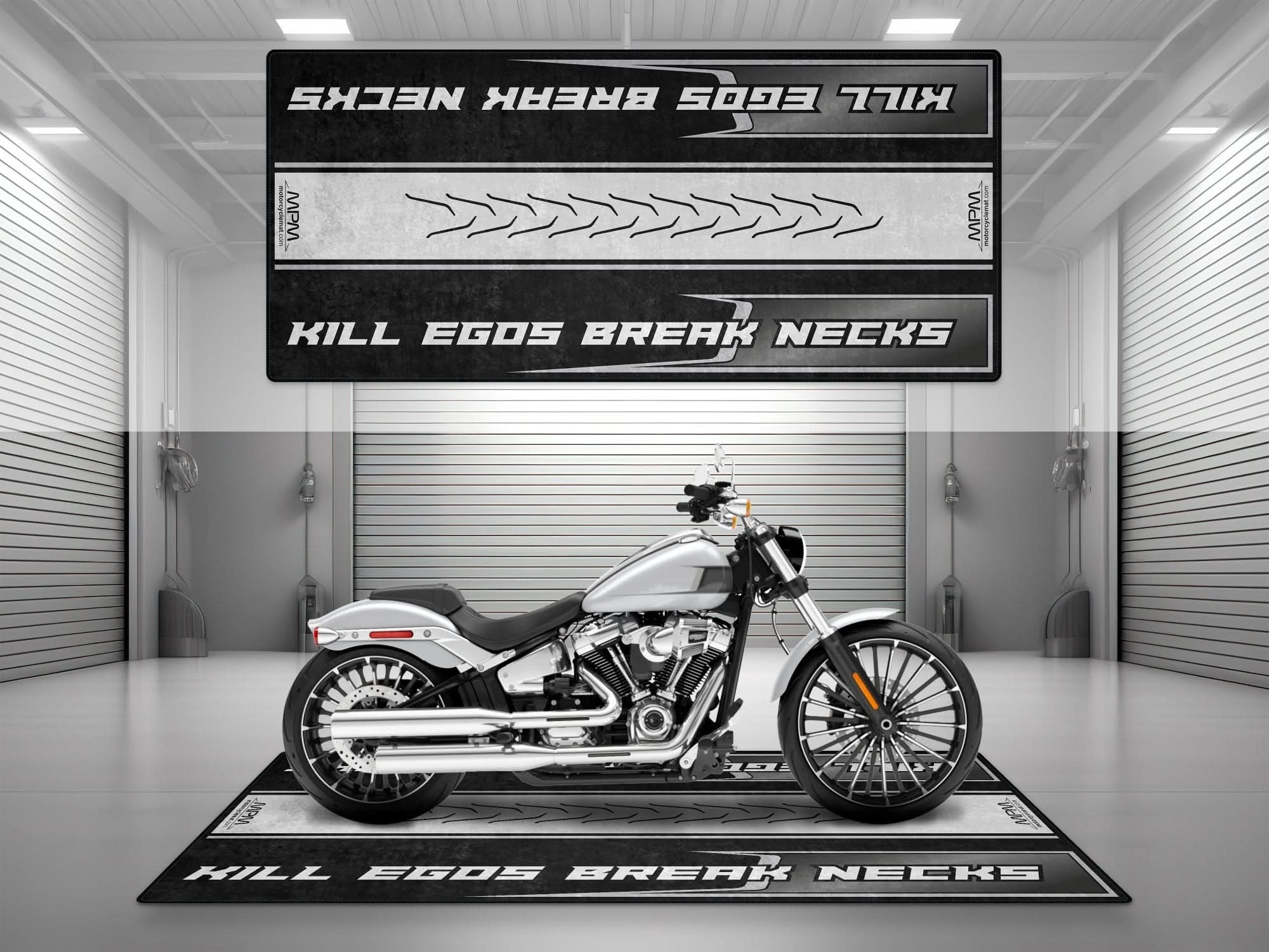 Motorcycle Mat for Cruiser Motorcycle "Kill Egos Break Necks" - MM739