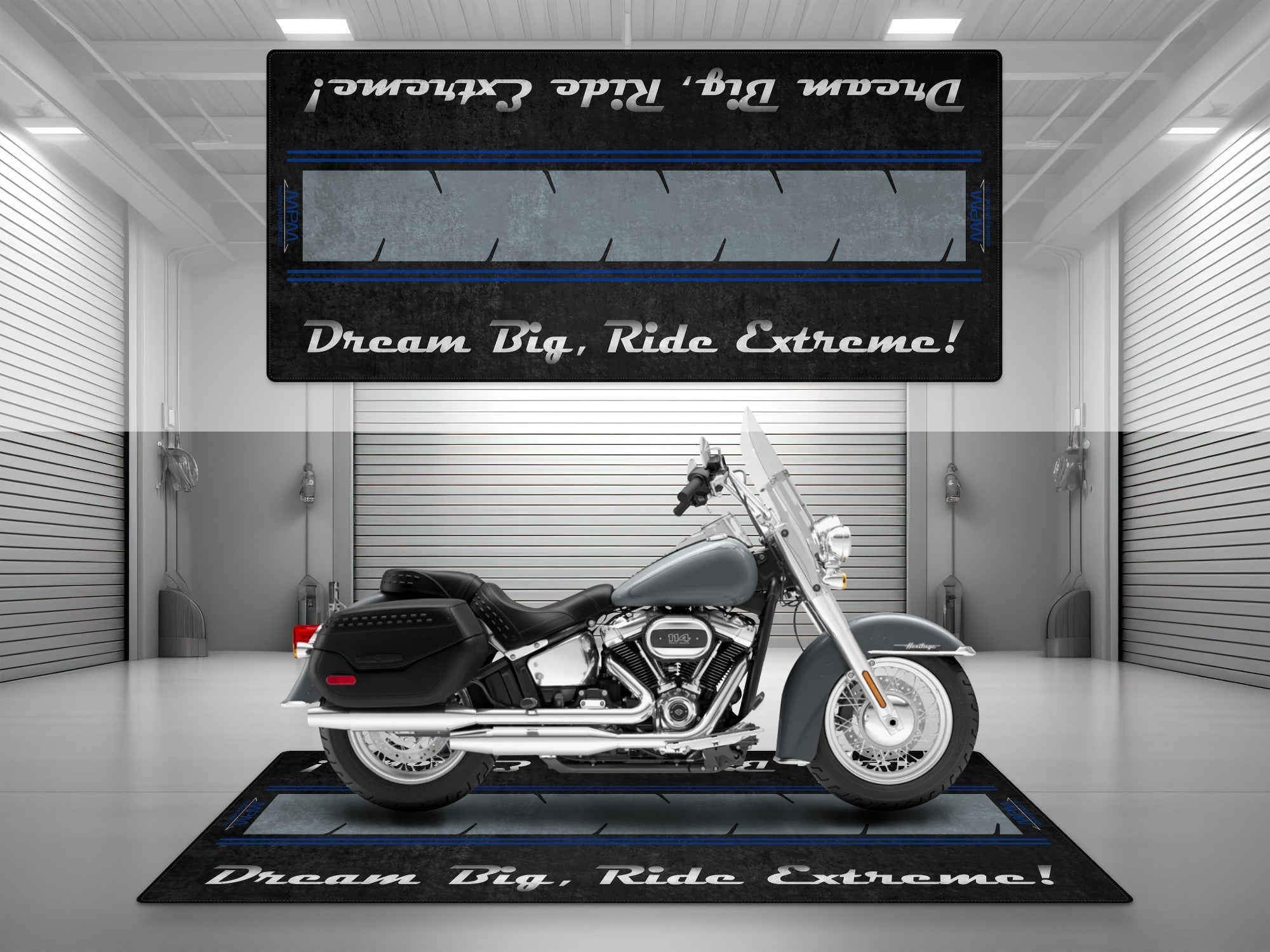 Motorcycle Mat For Cruiser Motorcycle "Dream Big, Ride Extreme" - MM731