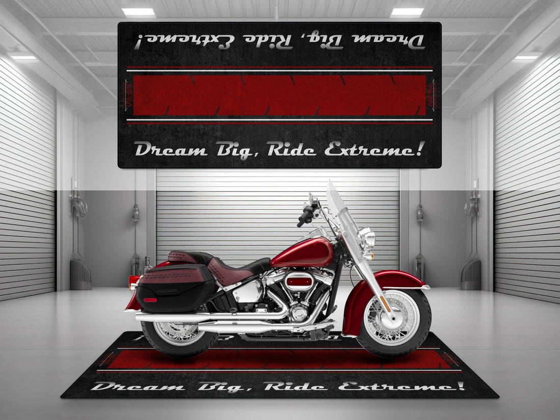 Motorcycle Mat For Cruiser Motorcycle "Dream Big, Ride Extreme" - MM731