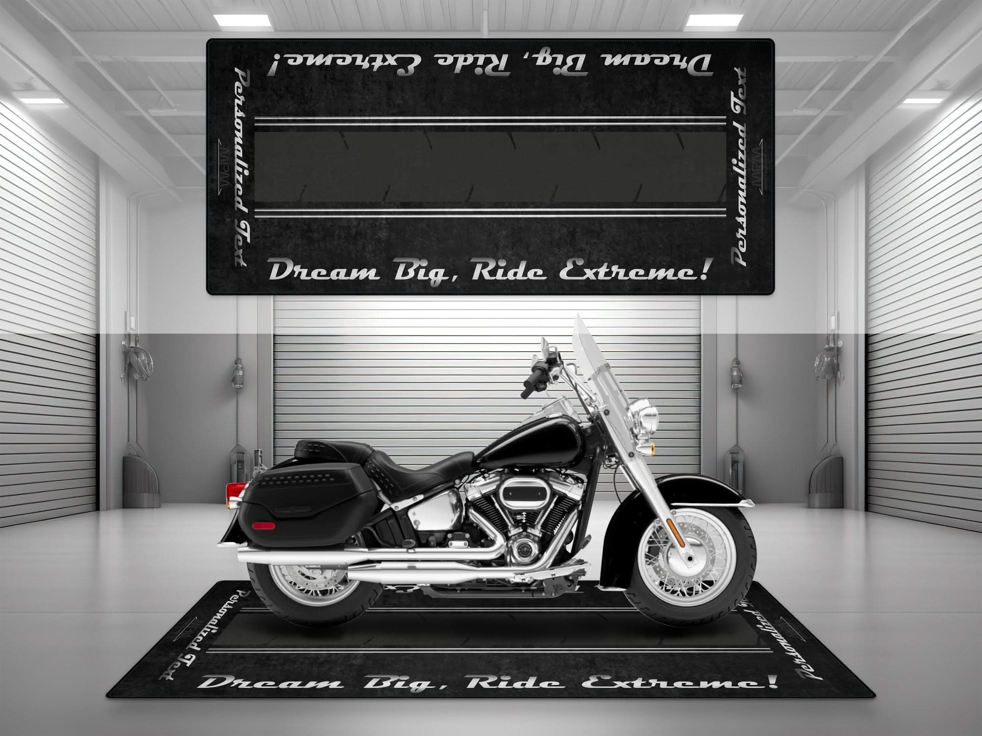 Motorcycle Mat For Cruiser Motorcycle "Dream Big, Ride Extreme" - MM731