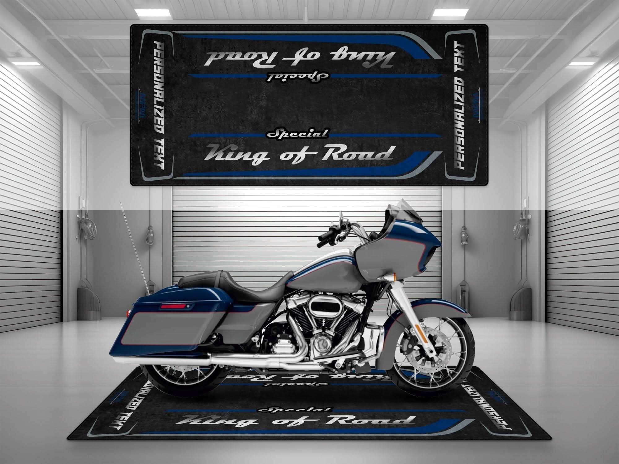 Motorcycle Mat for Cruiser Motorcycle "Special King of Road" - MM7346
