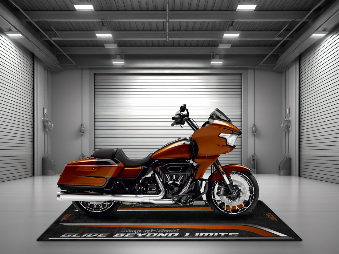Motorcycle Mat for Cruiser Motorcycle "Glide Beyond Limits - King of Road " - MM735