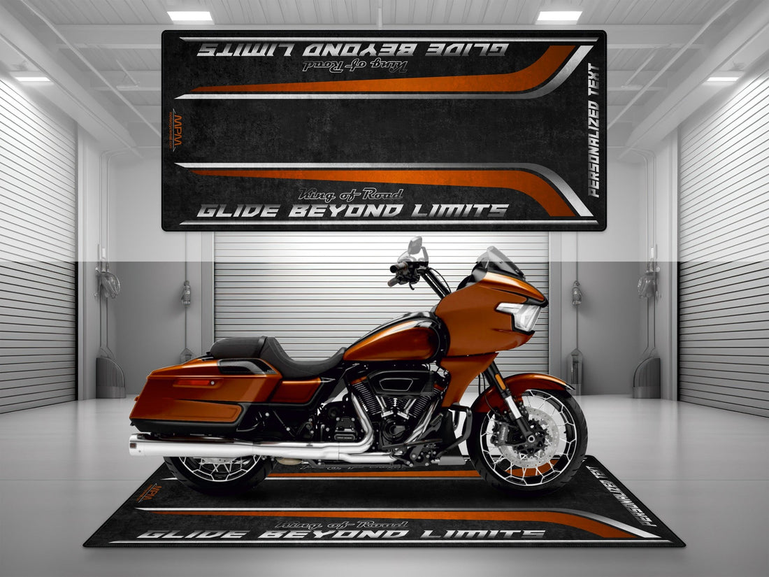 Motorcycle Mat for Cruiser Motorcycle "Glide Beyond Limits - King of Road " - MM735
