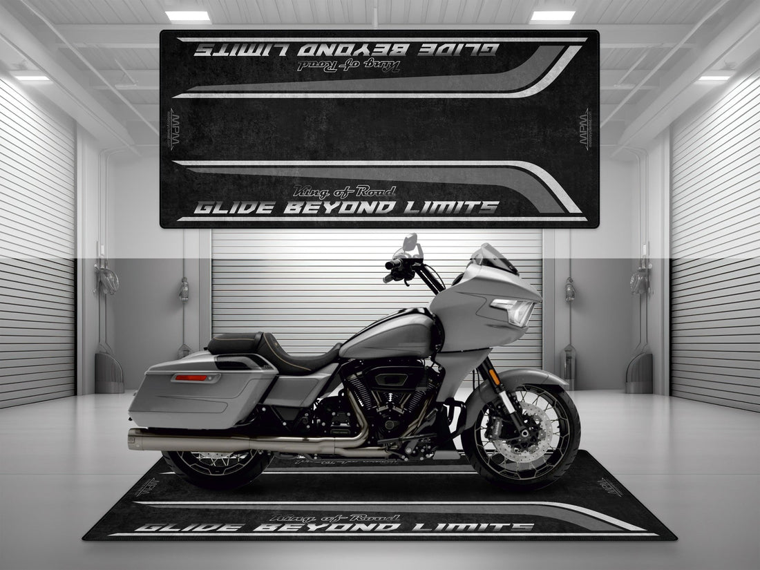 Motorcycle Mat for Cruiser Motorcycle "Glide Beyond Limits - King of Road " - MM735