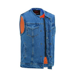 Storm hold Mens Blue Denim Motorcycle Vest