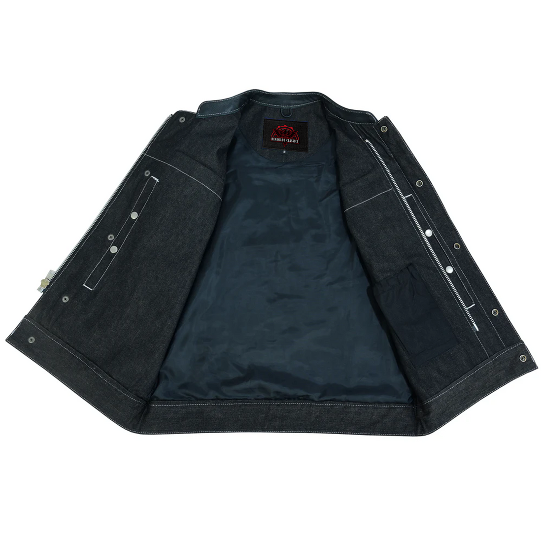 Stormskin Men's Leather-Denim Combo Motorcycle Vest