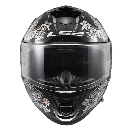 Assault Warrior Full Face Motorcycle Helmet W/ SunShield Krome Silver Black Helmets LS2 Helmets