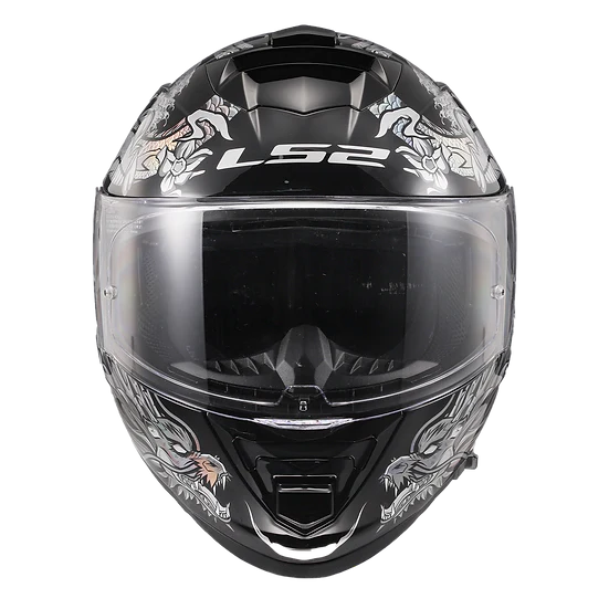 Assault Warrior Full Face Motorcycle Helmet W/ SunShield Krome Silver Black